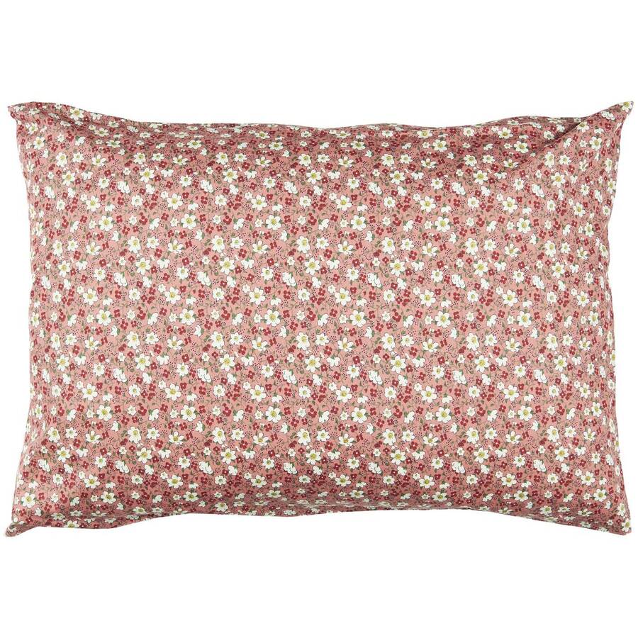 Objets de Bibi - Ib Laursen federa cuscino rosa con fiori bianchi e rossi