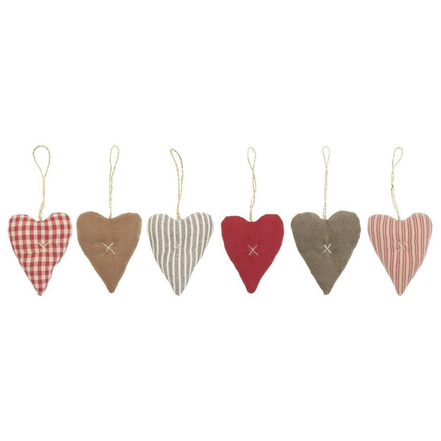 Objets de Bibi - Ib Laursen Set 6 cuoricini colorati in tessuto per colorare il tuo Albero di Natale