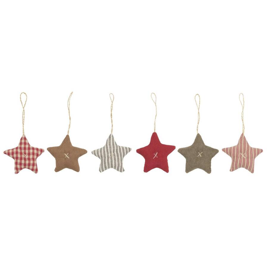Objets de Bibi - Ib Laursen Set da 6 stelle in tessuto, colorate, imbottite, ideali per colorare il tuo albero di Natale