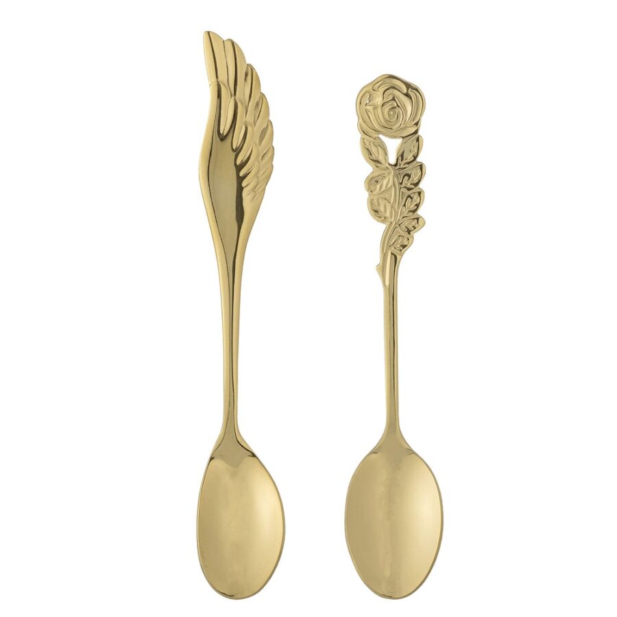 Objets de Bibi - Bloomingville Set 2 pz splendidi cucchiaini dorati con manico decorato.