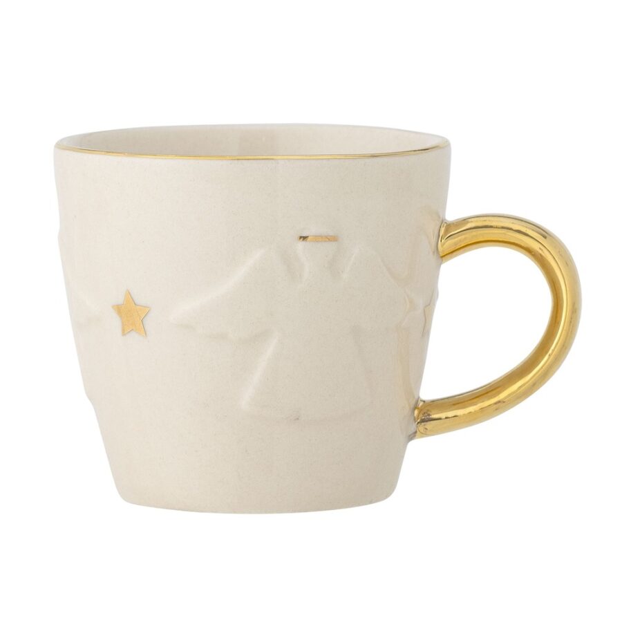 Objets de Bibi - Bloomingville Una tazza raffinata dal manico e bordo dorato, con immagine in rilievo di un angelo.