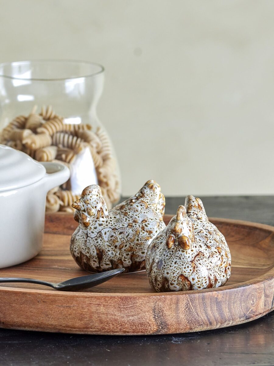 Objets de Bibi - Bloomingville Un set sale e pepe unico. A forma di galline, smaltato dalle tonalità del marrone e bianco