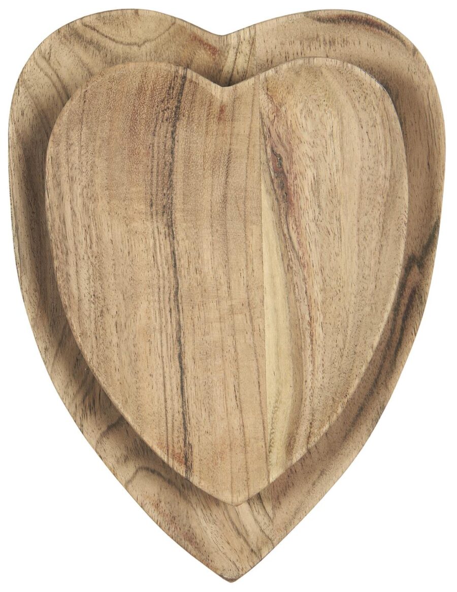 Objets de Bibi - Ib Laursen Set 2 ciotole in legno d'acacia a forma di cuore.