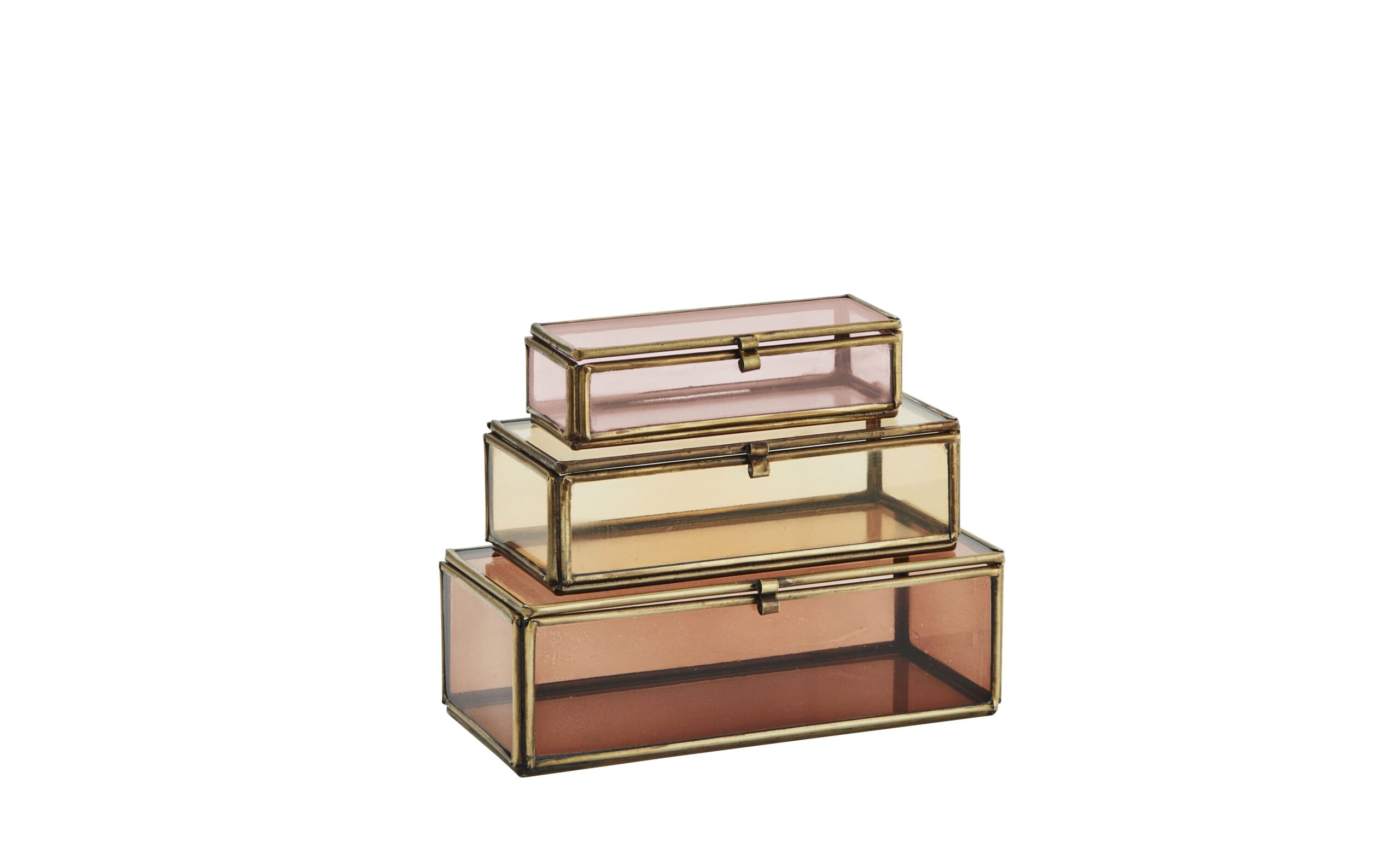 Objets de Bibi - Madam Stoltz. Aggiungi un tocco di fascino al tuo arredamento con questo set di tre scatole in vetro.